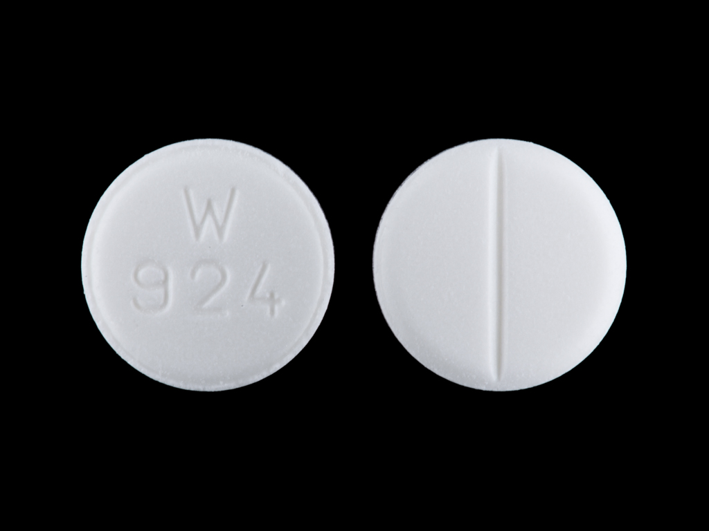 White Round pill with imprint W;924 — Enalapril maleate Enalapril maleate 5 mg; (view 2)