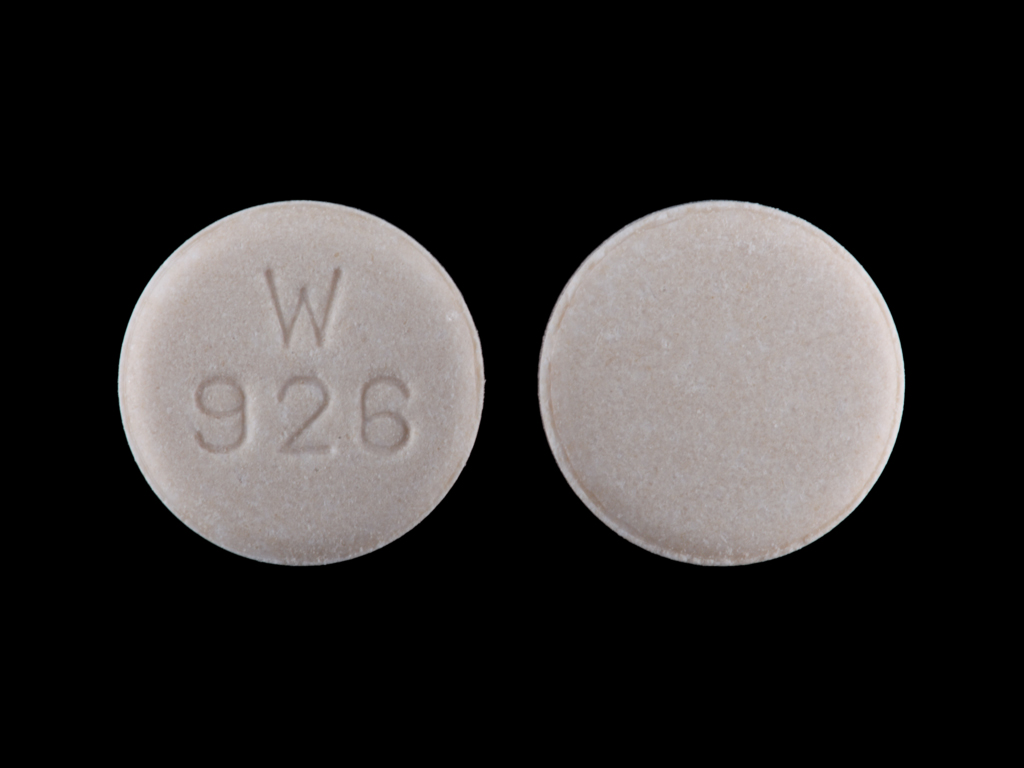 Brown Round pill with imprint W;926 — Enalapril maleate Enalapril maleate 20 mg; (view 2)