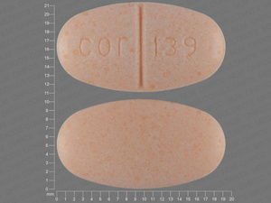 Orange Oval pill with imprint cor;139 — Methenamine hippurate Methenamine hippurate 1 g; (view 3)
