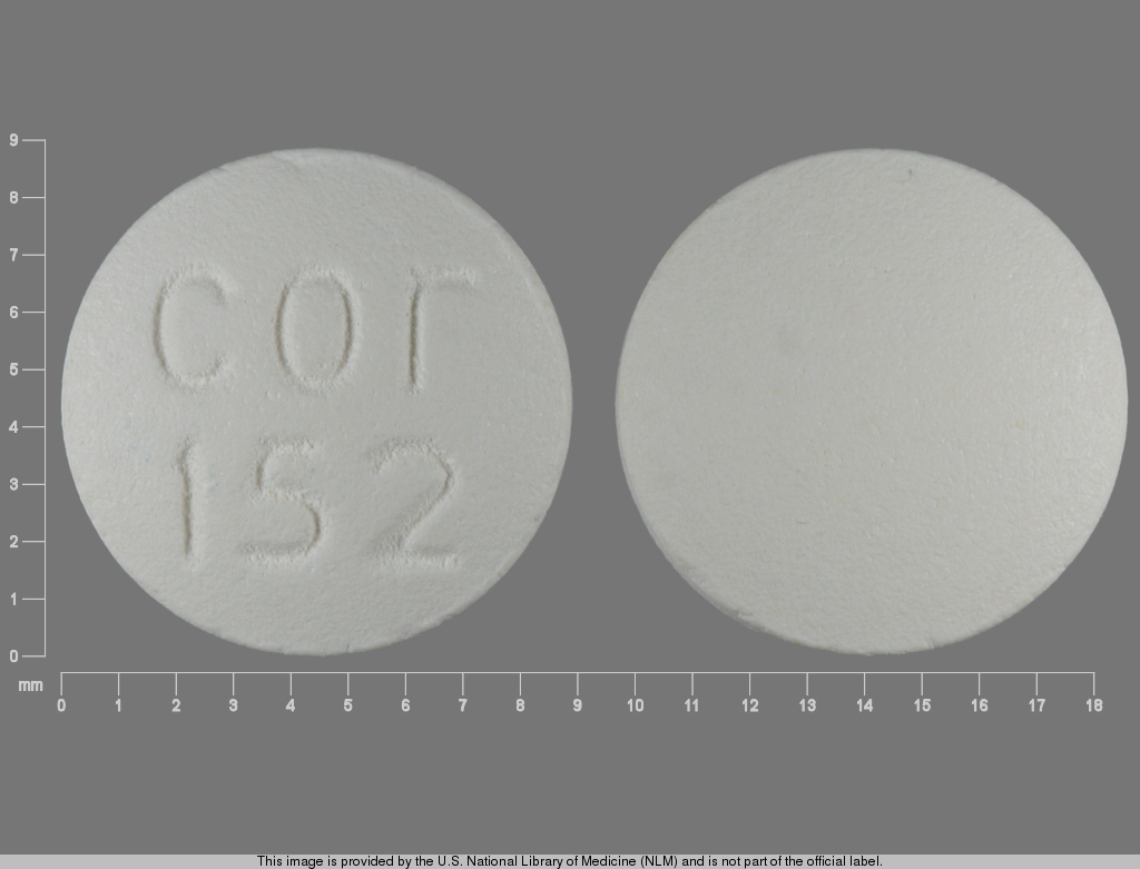 White Round pill with imprint cor;152 — Doxycycline hyclate 20 mg (view 2)
