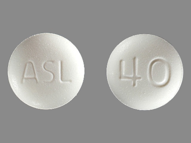 White Round pill with imprint ASL;40 — Edarbi Azilsartan kamedoxomil 40 mg; (view 2)