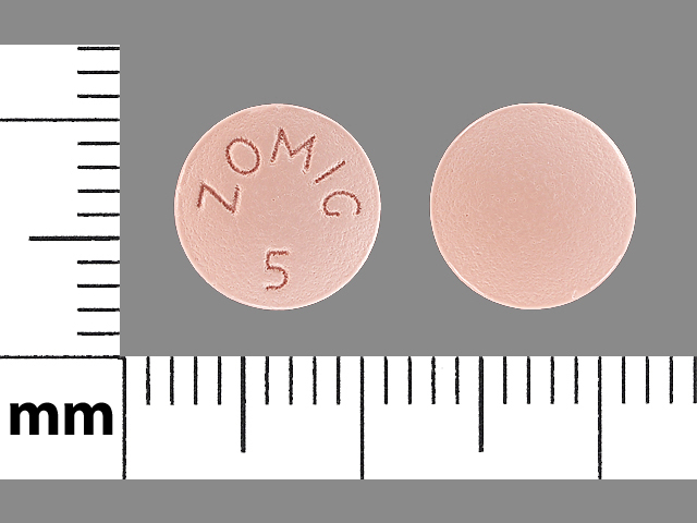 Pink Round pill with imprint ZOMIG;5 — Zomig Zolmitriptan 5 mg; (view 2)