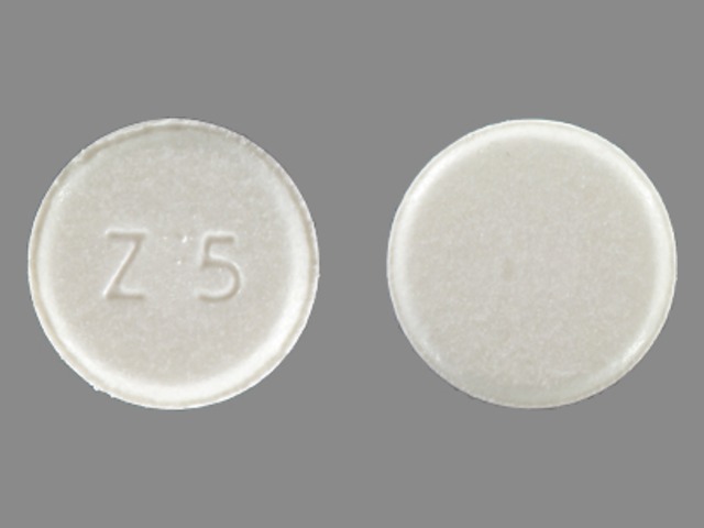 White Round pill with imprint Z;5 — Zomig zmt Zolmitriptan 5 mg; (view 2)