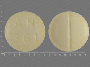 Yellow Round pill with imprint AN;361 — Folic acid Folic acid 1 mg; (view 3)