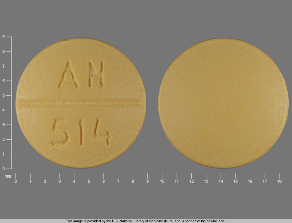 Yellow Round pill with imprint AN;514 — Spironolactone Spironolactone 50 mg; (view 2)