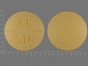 Yellow Round pill with imprint AN;514 — Spironolactone Spironolactone 50 mg; (view 3)