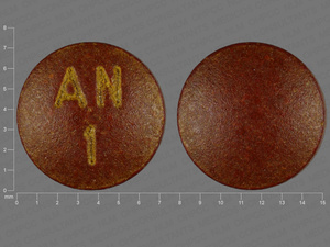 Brown Round pill with imprint AN;1 — Phenazopyridine hydrochloride Phenazopyridine hydrochloride 100 mg; (view 4)