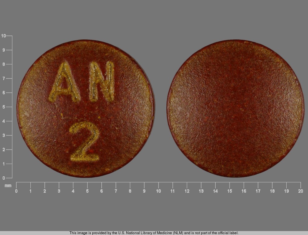 Brown Round pill with imprint AN;2 — Phenazopyridine hydrochloride 200 mg (view 3)