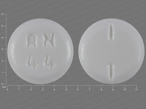 White Round pill with imprint AN;44 — Primidone Primidone 50 mg; (view 4)