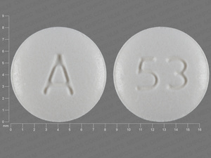 White Round pill with imprint 53;A — Benazepril hydrochloride Benazepril hydrochloride 20 mg; (view 3)