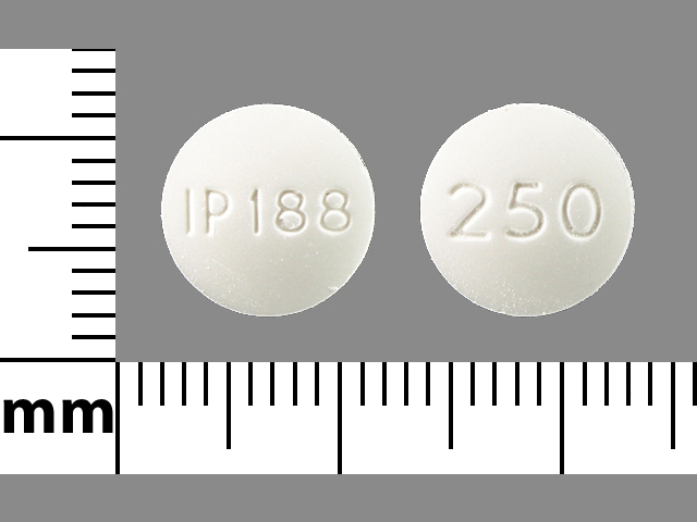 White Round pill with imprint IP188;250 — Naproxen Naproxen 250 mg; (view 3)