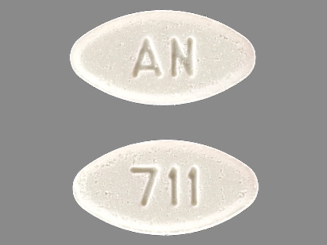 White Oval pill with imprint AN;711 — Guanfacine hydrochloride Guanfacine hydrochloride 1 mg; (view 3)