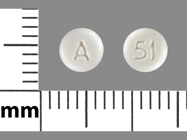 White Round pill with imprint 51;A — Benazepril hydrochloride 5 mg (view 3)
