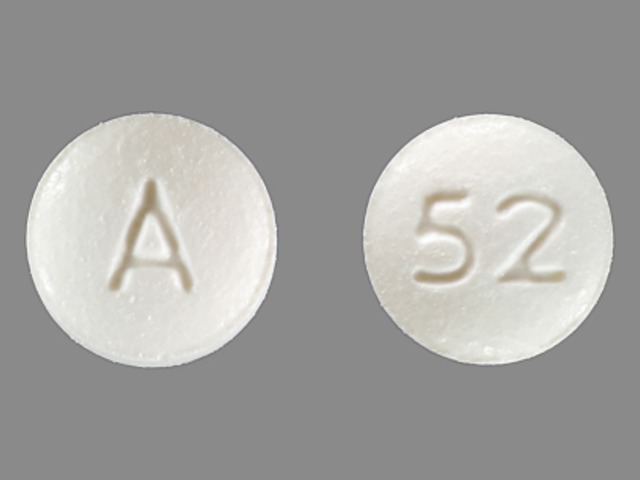 White Round pill with imprint 52;A — Benazepril hydrochloride Benazepril hydrochloride 10 mg; (view 2)