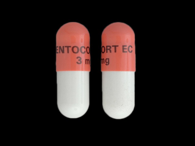 Gray Capsule pill with imprint ENTOCORT;EC;3;mg — Entocort Budesonide 3 mg; (view 2)
