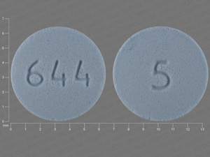 Blue Round pill with imprint 644;5 — Metolazone Metolazone 5 mg; (view 2)