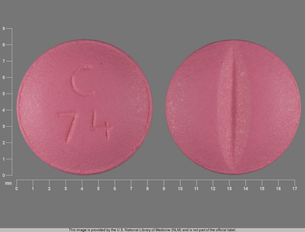 Pink Round pill with imprint C;74 — Metoprolol tartrate Metoprolol tartrate 50 mg; (view 4)