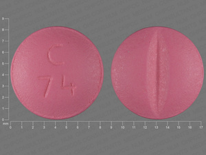 Pink Round pill with imprint C;74 — Metoprolol tartrate Metoprolol tartrate 50 mg; (view 7)