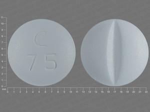 Blue Round pill with imprint C;75 — Metoprolol tartrate Metoprolol tartrate 100 mg; (view 4)