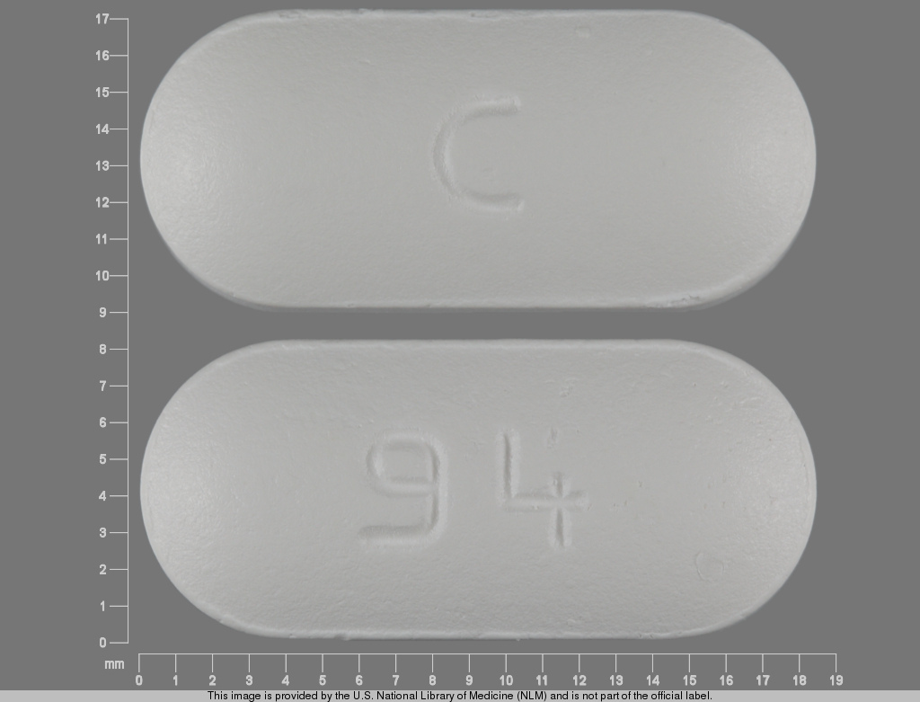 White Oval pill with imprint C;94 — Ciprofloxacin 500 mg (view 2)