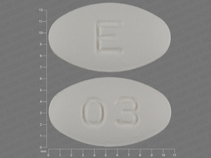 White Oval pill with imprint E;03 — Carvedilol Carvedilol 12.5 mg; (view 7)
