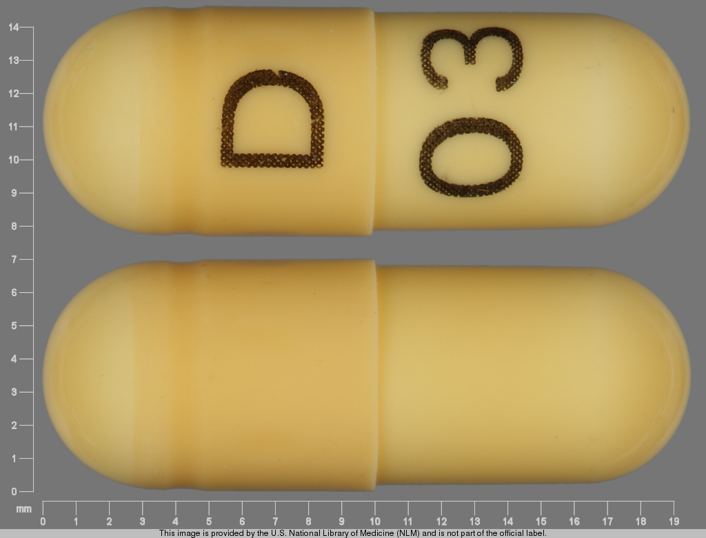 Yellow Capsule pill with imprint D;03 — Gabapentin Gabapentin 300 mg; (view 2)