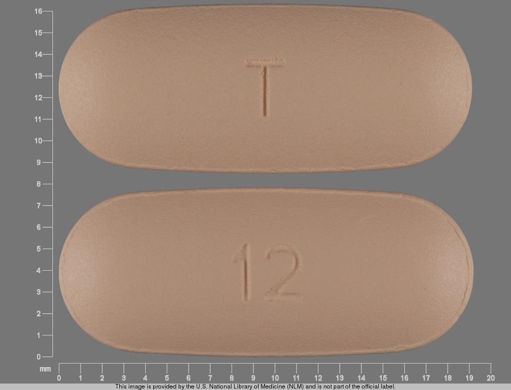 Orange Oval pill with imprint 12;T — Levofloxacin 500 mg (view 2)