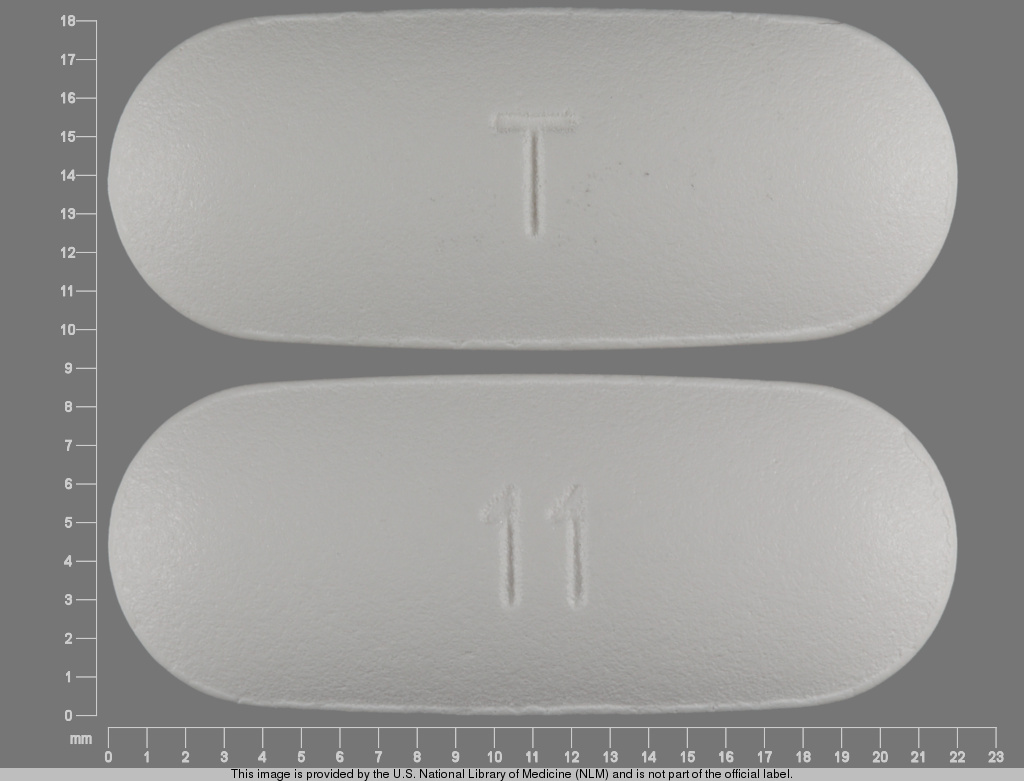 White Oval pill with imprint 11;T — Levofloxacin 750 mg (view 2)