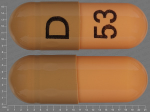 Green;orange Capsule pill with imprint D;53 — Tamsulosin hydrochloride Tamsulosin hydrochloride 0.4 mg; (view 4)