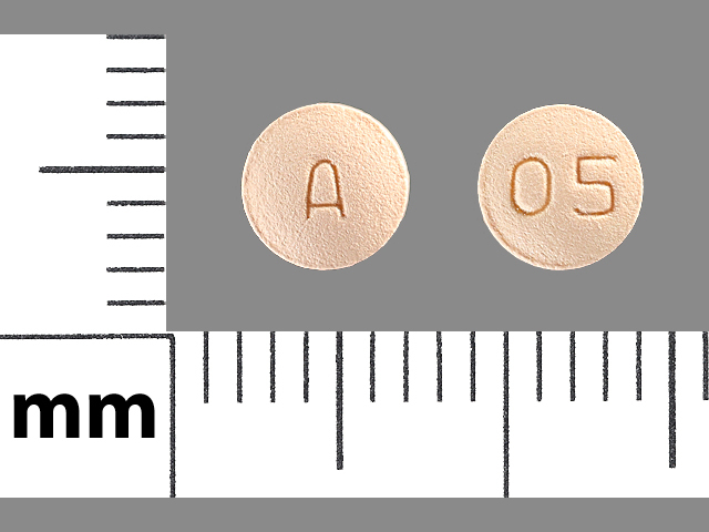 Orange Round pill with imprint A;05 — Citalopram Citalopram hydrobromide 10 mg; (view 2)