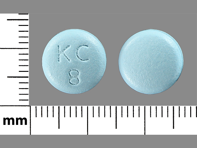 Blue Round pill with imprint KC;8 — Klor-con Potassium chloride 600 mg; (view 2)