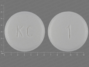 White Round pill with imprint 1;KC — Pitavastatin 1 mg (view 2)