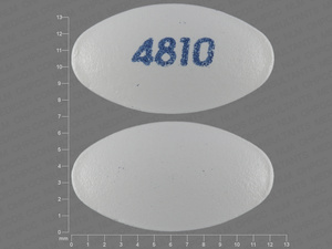 White Oval pill with imprint 4810 — Raloxifene hydrochloride Raloxifene hydrochloride 60 mg; (view 2)