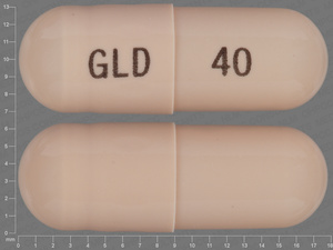 Brown Capsule pill with imprint GLD;40 — Doxycycline anhydrous 40 mg (view 2)