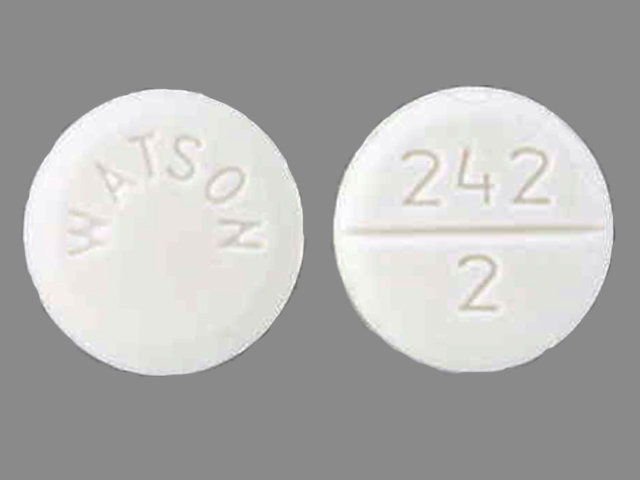 White Round pill with imprint 242;2;WATSON — Lorazepam Lorazepam 2 mg; (view 3)