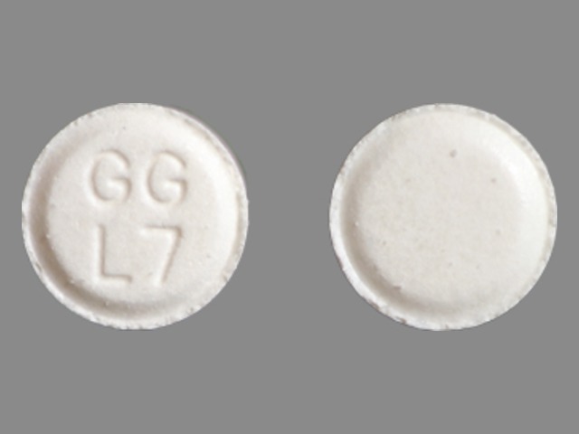 White Round pill with imprint GGL7 — Atenolol Atenolol 25 mg; (view 3)
