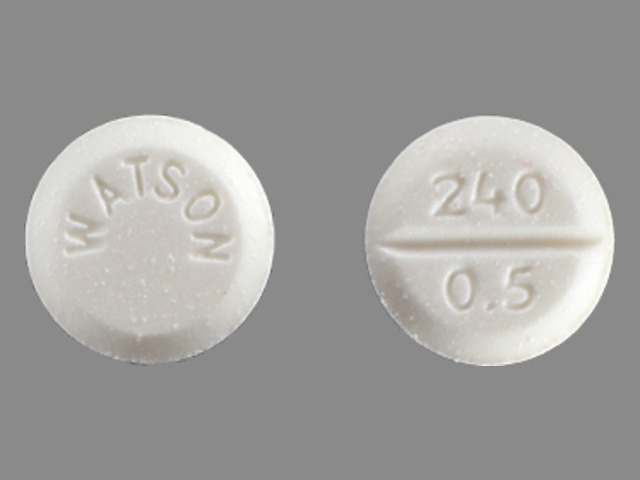 White Round pill with imprint 240;0;5;WATSON — Lorazepam Lorazepam 0.5 mg; (view 2)