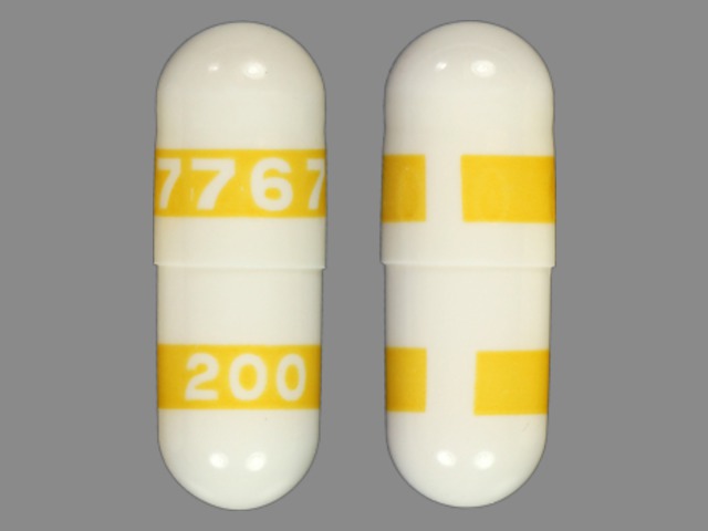 White Capsule pill with imprint 7767;200 — Celebrex Celecoxib 200 mg; (view 2)