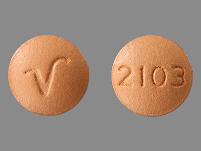 Brown Round pill with imprint 2103;V — Amitriptyline hydrochloride 50 mg (view 4)