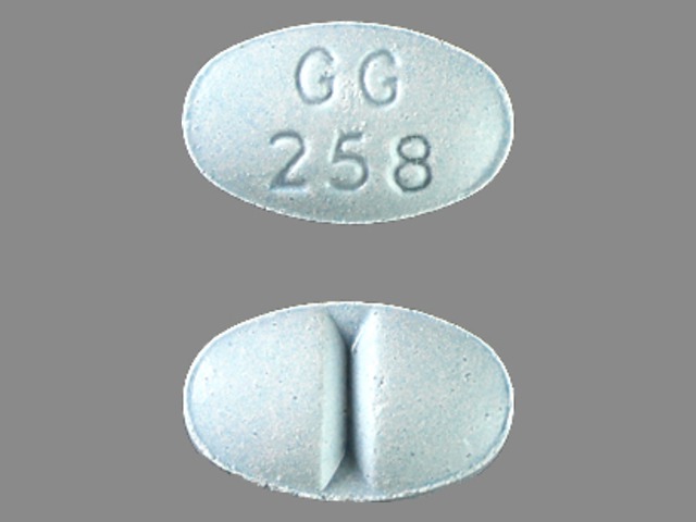Blue Oval pill with imprint GG258 — Alprazolam Alprazolam 1 mg; (view 2)
