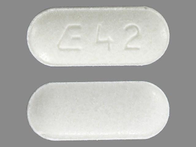 White Capsule pill with imprint E42 — Fosinopril sodium Fosinopril sodium 20 mg; (view 2)
