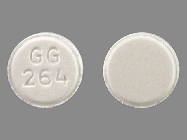 White Round pill with imprint GG264 — Atenolol Atenolol 100 mg; (view 3)