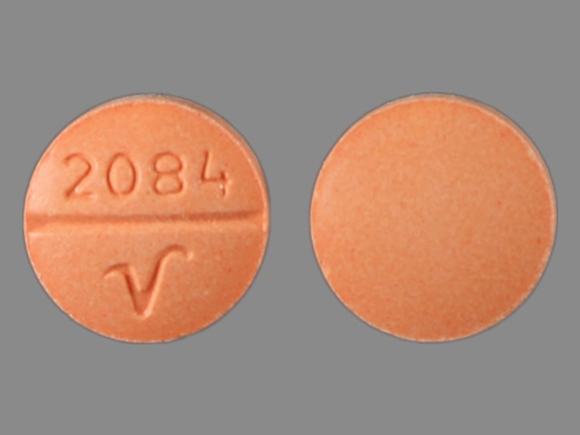 Orange Round pill with imprint 2084;V — Allopurinol Allopurinol 300 mg; (view 3)