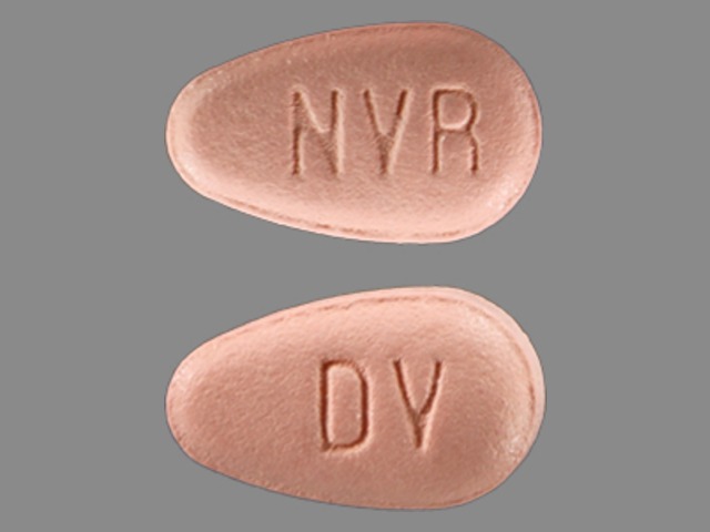 Red Oval pill with imprint NVR;DV — Diovan Valsartan 80 mg; (view 2)