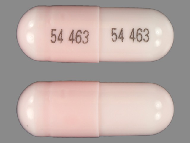 White Capsule pill with imprint 54;463 — Lithium carbonate Lithium carbonate 300 mg; (view 4)