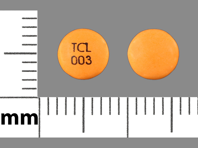 Orange Round pill with imprint 5 — Bisacodyl Bisacodyl 5 mg; (view 2)