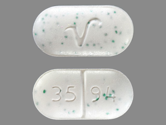 White Oval pill with imprint 3594;V — Hydrocodone bitartrate and acetaminophen Hydrocodone bitartrate 7.5 mg / acetaminophen 500 mg (view 2)