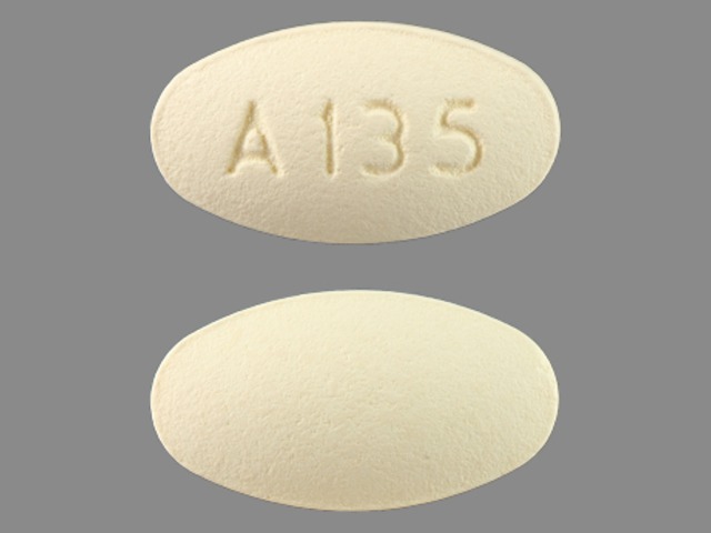 Yellow Oval pill with imprint A;135 — Bupropion hydrochloride Bupropion hydrochloride 200 mg; (view 2)