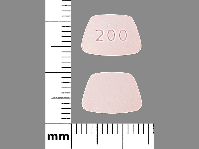Pink Trapezoid pill with imprint 200 — Fluconazole Fluconazole 200 mg; (view 2)