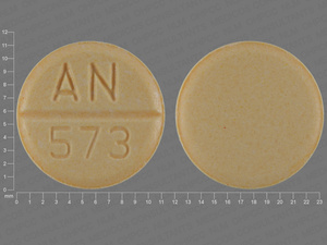 Yellow Round pill with imprint AN;573 — Bethanechol chloride Bethanechol chloride 25 mg; (view 5)